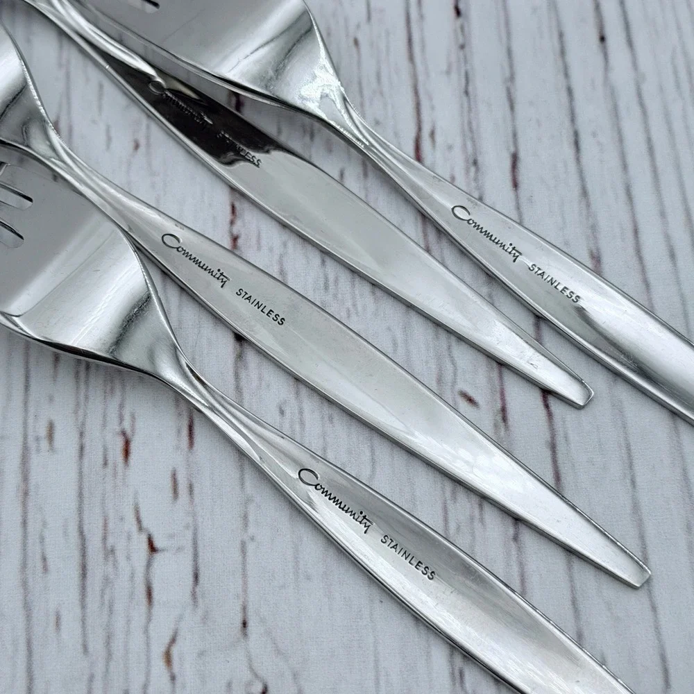Oneida‎ Community Stainless Venetia 4 Cocktail Seafood Forks 6 Inch MCM 1968